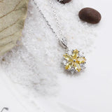 925 Silver Necklace Cherry Blossoms Pendant Pink & Yellow Crystal