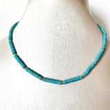 Turquoise Beaded Gemstone Necklace Choker Mother Daughter Surfer Beach Bohemian