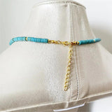 Turquoise Beaded Gemstone Necklace Choker Mother Daughter Surfer Beach Bohemian
