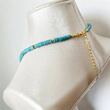 Turquoise Beaded Gemstone Necklace Choker Mother Daughter Surfer Beach Bohemian
