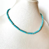 Turquoise Beaded Gemstone Necklace Choker Mother Daughter Surfer Beach Bohemian