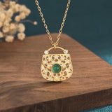 925 Silver Green Crystal Pendant Necklace for Women