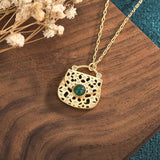 925 Silver Green Crystal Pendant Necklace for Women