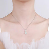 925 Silver Classic Wedding Pendant Necklace with Big Zircon