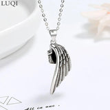 Men Women S925 Retro Thai Silver Angel Devil Wing Pendant Couple Necklaces