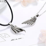 Men Women S925 Retro Thai Silver Angel Devil Wing Pendant Couple Necklaces