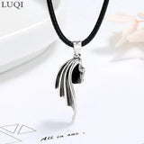 Men Women S925 Retro Thai Silver Angel Devil Wing Pendant Couple Necklaces
