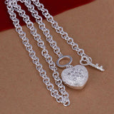 925 Silver Heart Zircon Necklace Chain For Women Wedding