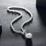 925 Silver Heart Zircon Necklace Chain For Women Wedding