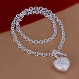 925 Silver Heart Zircon Necklace Chain For Women Wedding