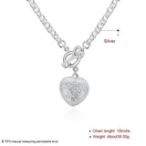 925 Silver Heart Zircon Necklace Chain For Women Wedding