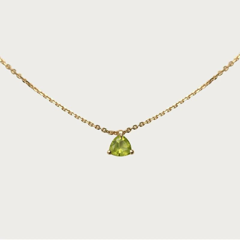 Silver Inlaid Light Olive Green Necklace Gemstone Pendant