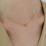 Silver Inlaid Light Olive Green Necklace Gemstone Pendant