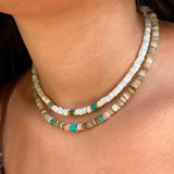 Stone Beads Choker Necklace with Heart Pendant