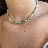 Stone Beads Choker Necklace with Heart Pendant