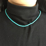 Faceted Turquoise Necklace Natural Stones Beaded Collier Femme