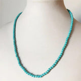 Faceted Turquoise Necklace Natural Stones Beaded Collier Femme