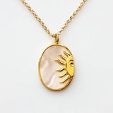 14KGF Choker Necklace Mother of Pearl Pendant Fine Jewelry