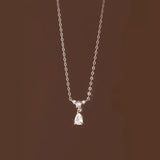 925 Silver Zircon Water Drop Choker Necklace Women OL Jewelry