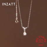 925 Silver Zircon Water Drop Choker Necklace Women OL Jewelry