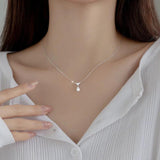 925 Silver Zircon Water Drop Choker Necklace Women OL Jewelry