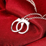 925 Silver Double Round Circle Necklace Chain For Women Jewelry