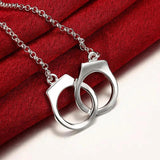 925 Silver Double Round Circle Necklace Chain For Women Jewelry