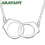 925 Silver Double Round Circle Necklace Chain For Women Jewelry