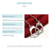925 Silver Double Round Circle Necklace Chain For Women Jewelry