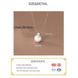 925 Silver Zircon CZ Pearl Choker Necklace Women OL Jewelry