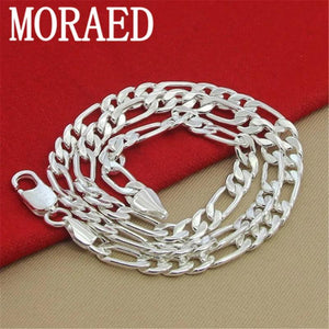 Men's 8mm 20 Inch 925 Silver Necklace Chain Jewelry for Women