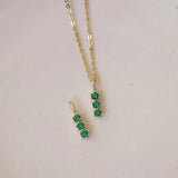 925 Silver Green Zircon Pendant Necklace Retro Style Party Jewelry