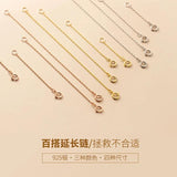 925 Sterling Silver Chain Extenders Necklace Extension Chains with Lobster Clasp
