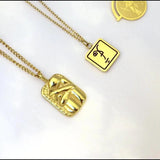 Vintage Face Hug Portrait Pendant 18K Couple Necklaces