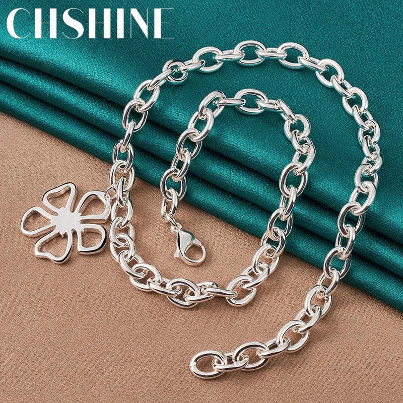 925 Silver Flower Pendant Necklace Wedding Jewelry