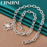 925 Silver Flower Pendant Necklace Wedding Jewelry