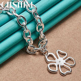 925 Silver Flower Pendant Necklace Wedding Jewelry