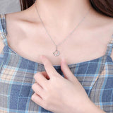 925 Sterling Silver Japanese Kitten Zircon Pendant Necklace Women Gift