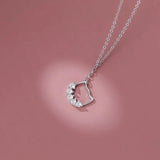 925 Sterling Silver Japanese Kitten Zircon Pendant Necklace Women Gift