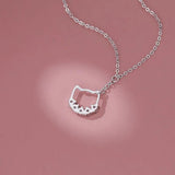 925 Sterling Silver Japanese Kitten Zircon Pendant Necklace Women Gift
