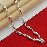 925 Silver Water Drop Necklace Row Chain Party Wedding Jewelry