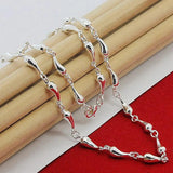 925 Silver Water Drop Necklace Row Chain Party Wedding Jewelry