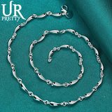925 Silver Water Drop Necklace Row Chain Party Wedding Jewelry