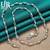 925 Silver Water Drop Necklace Row Chain Party Wedding Jewelry