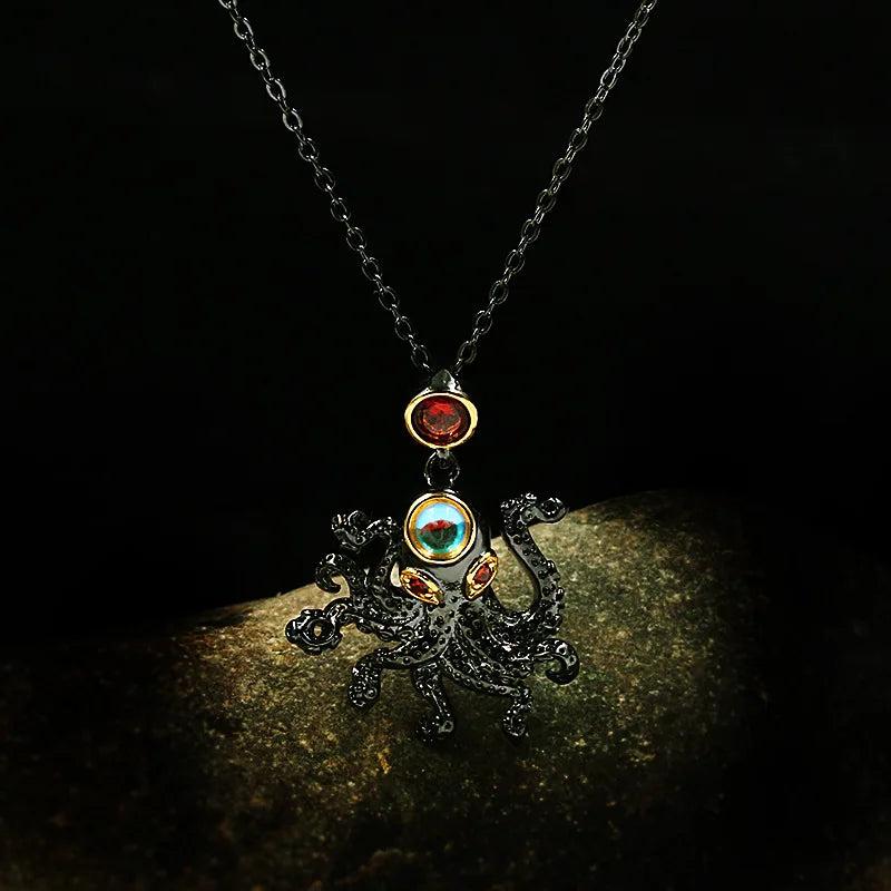 Silver Crystal Choker Pendant Necklace Octopus Animal Party Jewelry