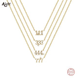 925 Silver Angel Number Necklace 111 333 444 777 Manifest Guidance