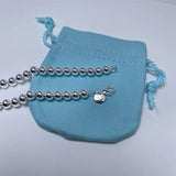 925 Silver Heart Beads Necklace Romantic Charm Jewelry