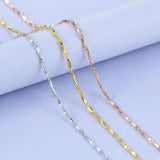 925 Silver Ingot Necklace Classic Chain Silver/Gold/Rose