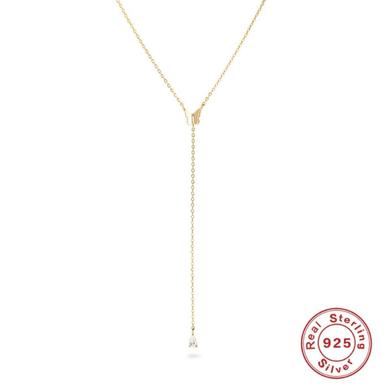 S925 Butterfly Water Drop Diamond Necklace for Women Wedding