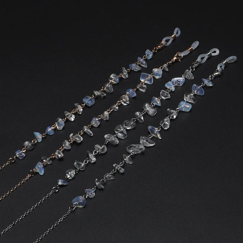 Rose Quartz Stone Turquoise Bead Eyeglass Chain Necklace